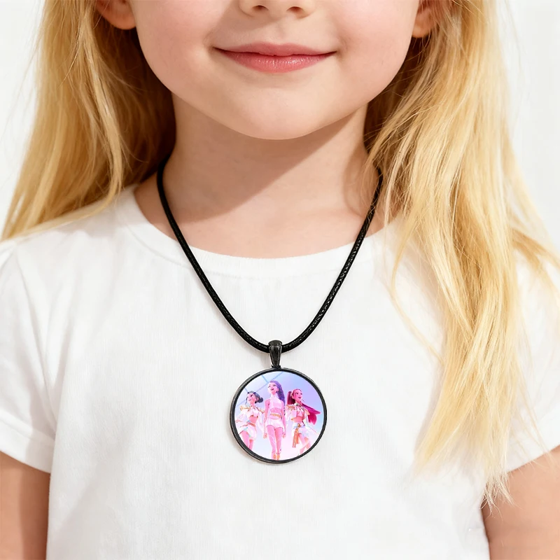 

K Pop Demon Hunters Necklace Anime Film Rumi Zoey Mira Pendant Cosplay Charms Accessories Alloy Hanging Neck Chain Pendant Gift