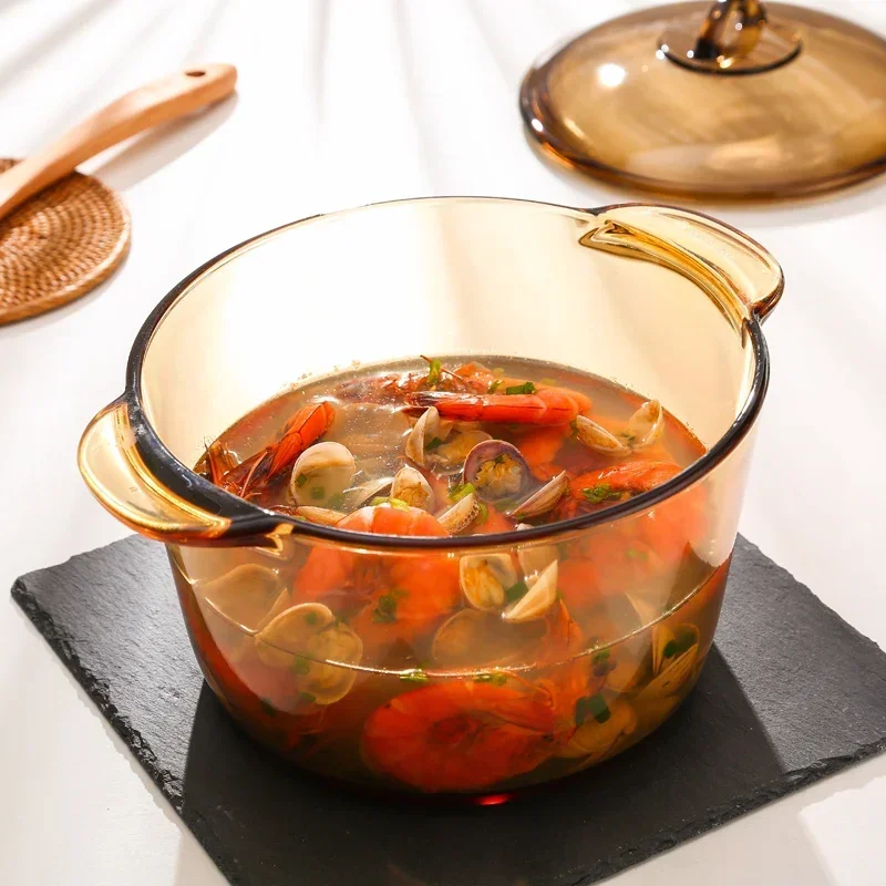 High Heat Resistance Cooking Pots Transparent Kitchen Soup Stew Pot Open Fire Cooking Visible Glass Pot New Arrivals Hot Sale