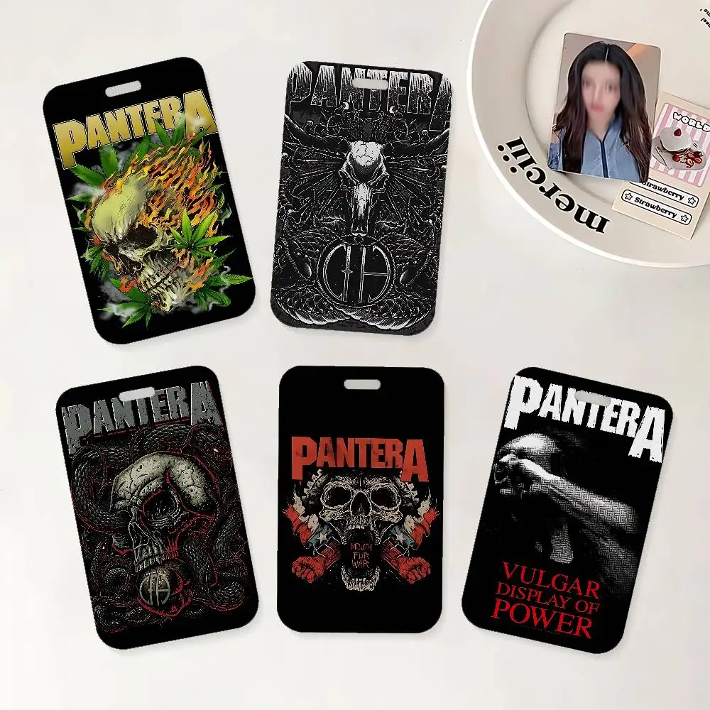 Porta credenciales de la banda The P-Panteras con correa para el cuello para oficina, escuela, tarjetas de identificación y credenciales.