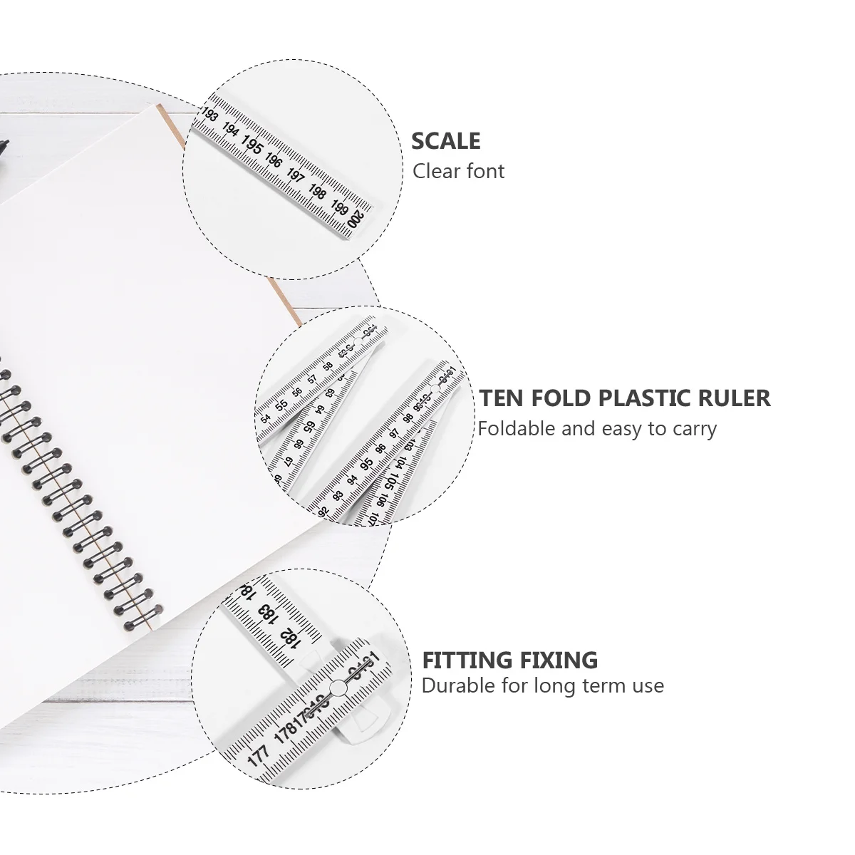 1 قطعة مسطرة بلاستيكية قابلة للطي تصميم خالي من العبث أداة قياس دقيقة على الوجهين للهواة مسطرة قابلة للطي