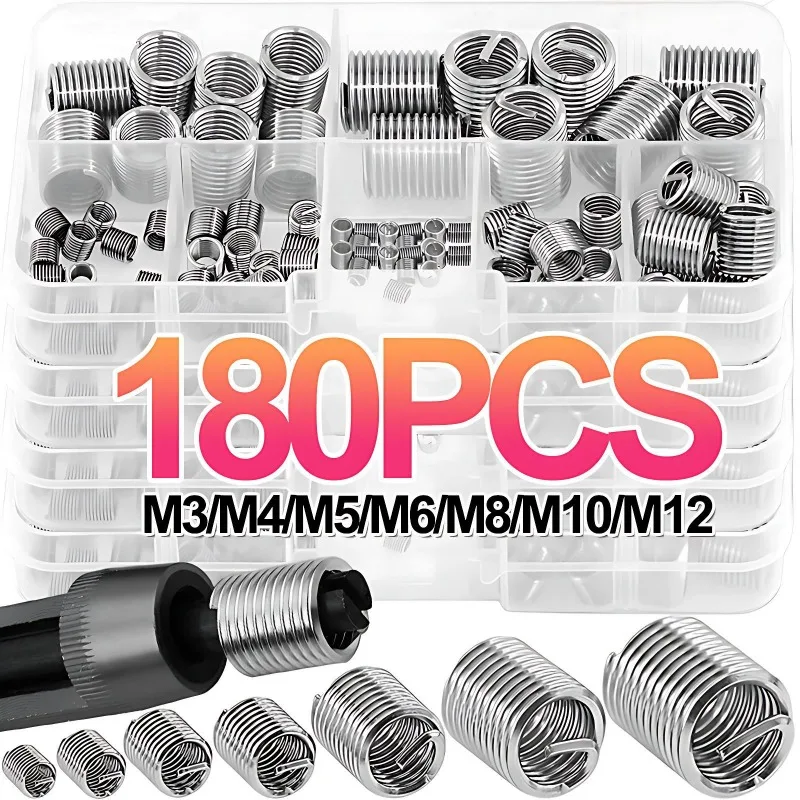 

M3-M12 Stainless Steel Thread Insert Spiral Thread Repair Kit Screw Coiled Wire Helical Thread Repair Nuts Screw Bushing Sleeve