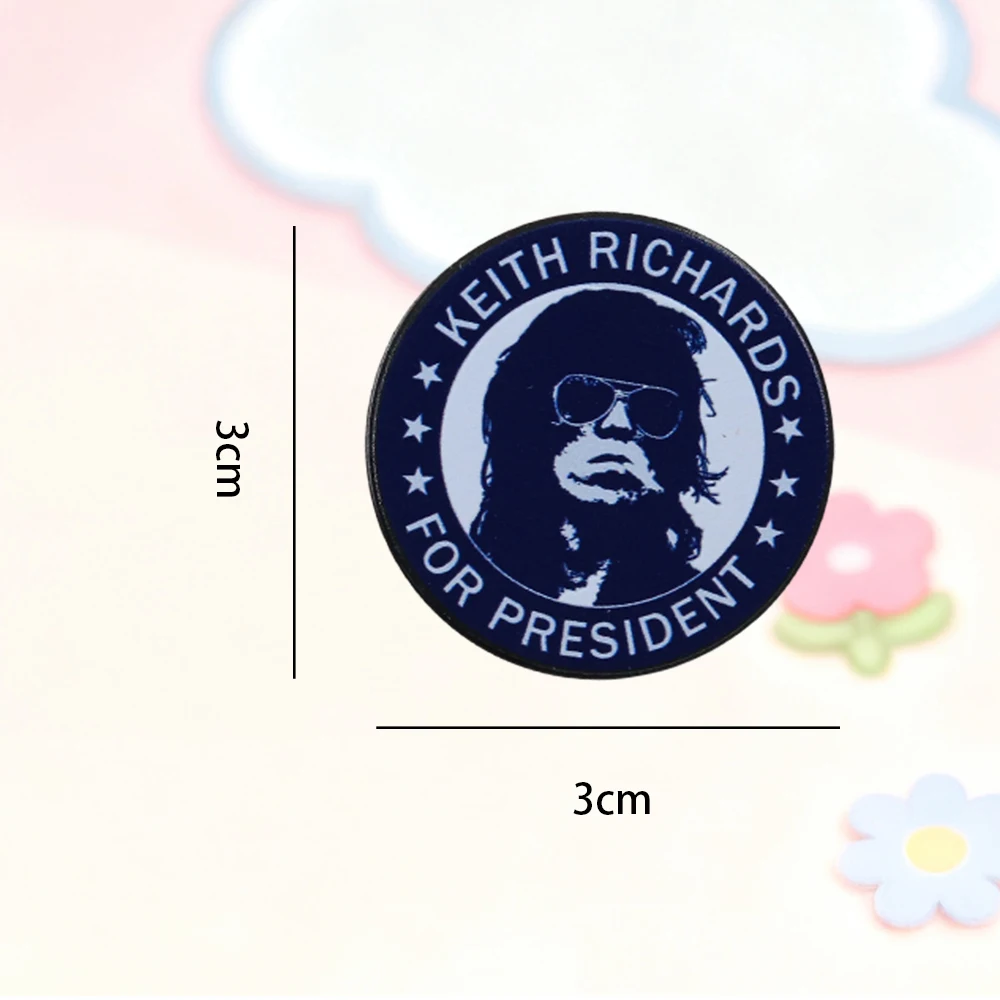 Keith Richards-For President Lapel Pin British Rock Band Guitarist Badge Singer Music Brooch Fans Gift Collect Souvenirs