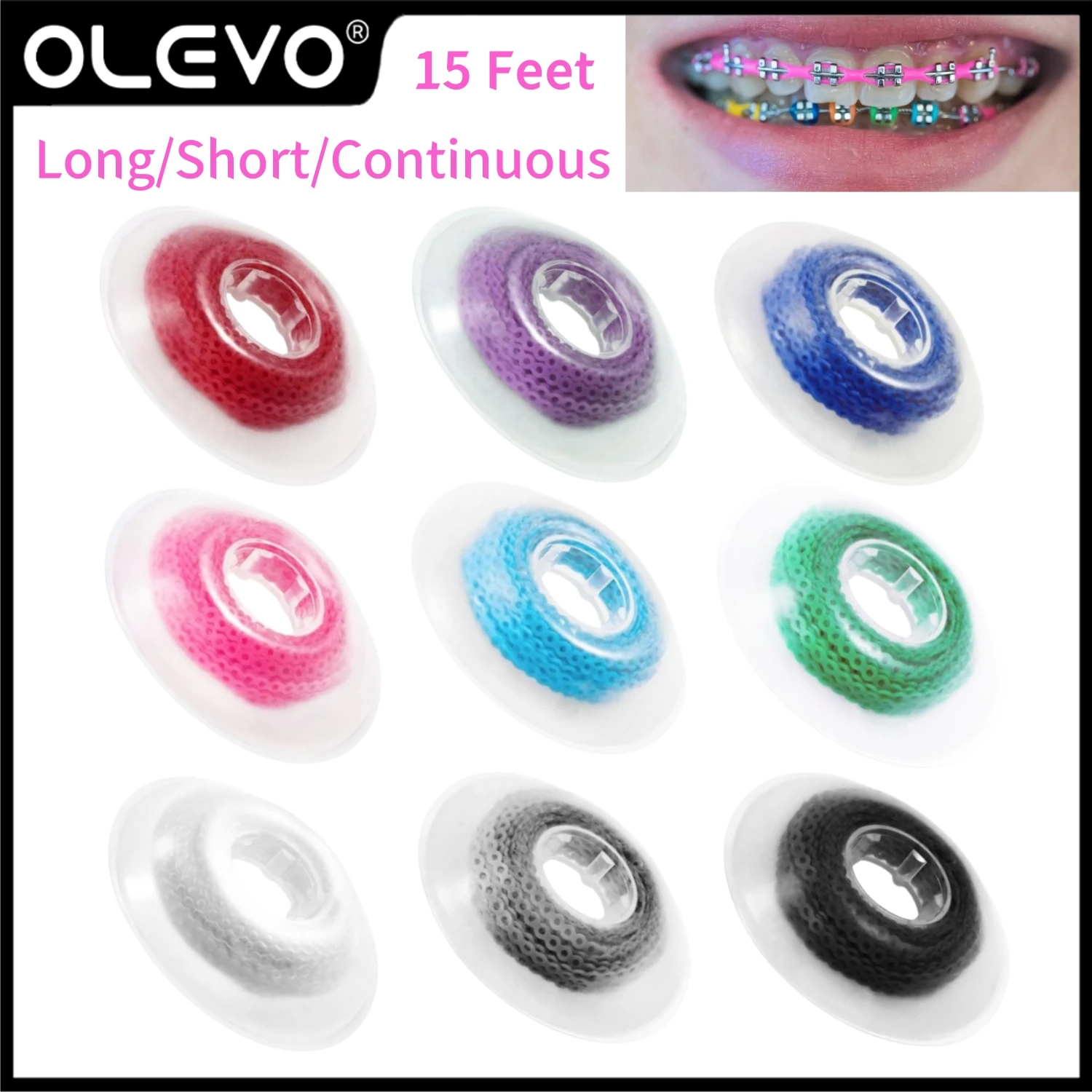 Dental Orthodontic Elastic Power Chain Ultra Powerchains Rubber Bands Long/Short/Continuous 15 Feet 4.5m Dentist Ortho Materials
