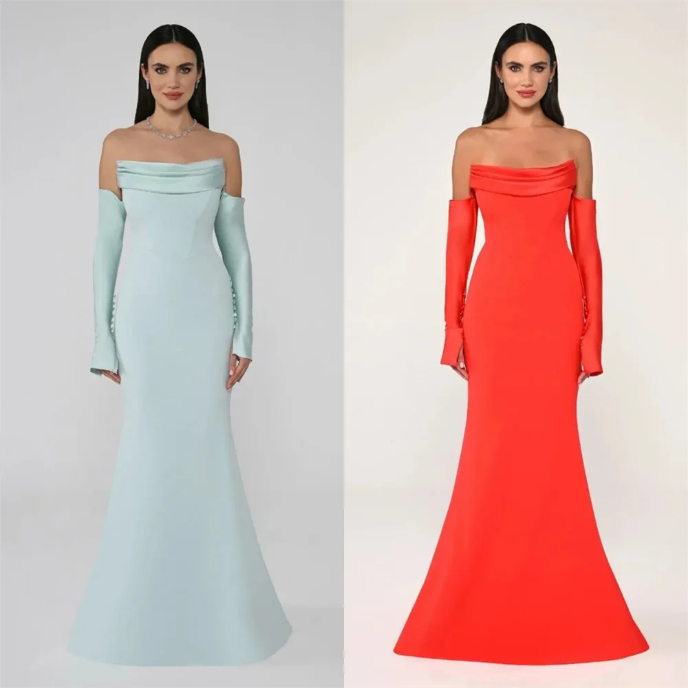 Customized Evening Gown Formal Dearin Ye Strapless A-line Floor Length Skirts Vertically Bespoke Occasion Dresses Prom Dress Sau