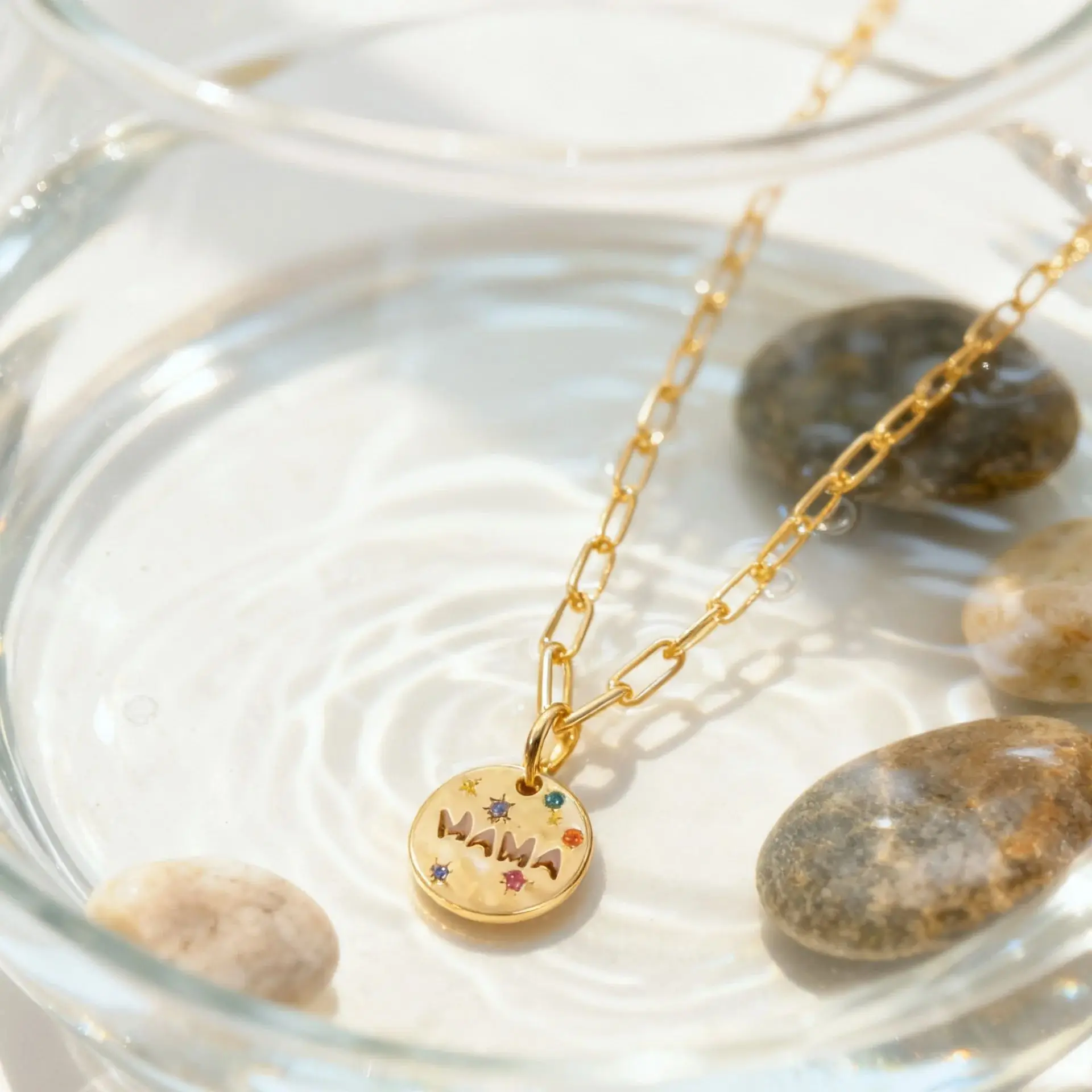 Mommy Necklace Gift Irregular Round Love Heart MAMA Pendant Necklace For Mother Tarot Pendant Stainless Steel Plated 18K Gold