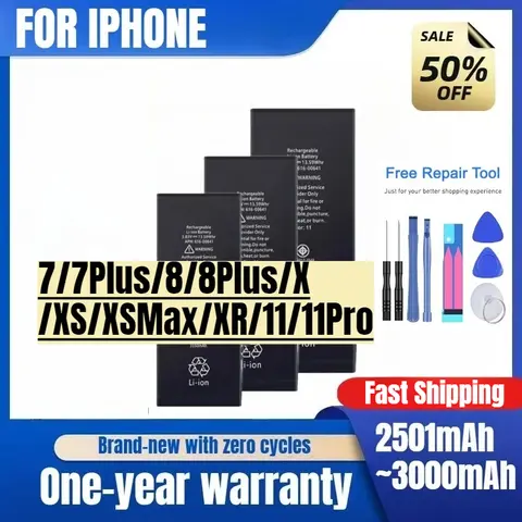 Anwendbare IPhone 7/7Plus/8/8Plus/X /XS/XSMax/XR/11/11Pro Handy-Akku-Ersatzbatterien mit Werkzeug
