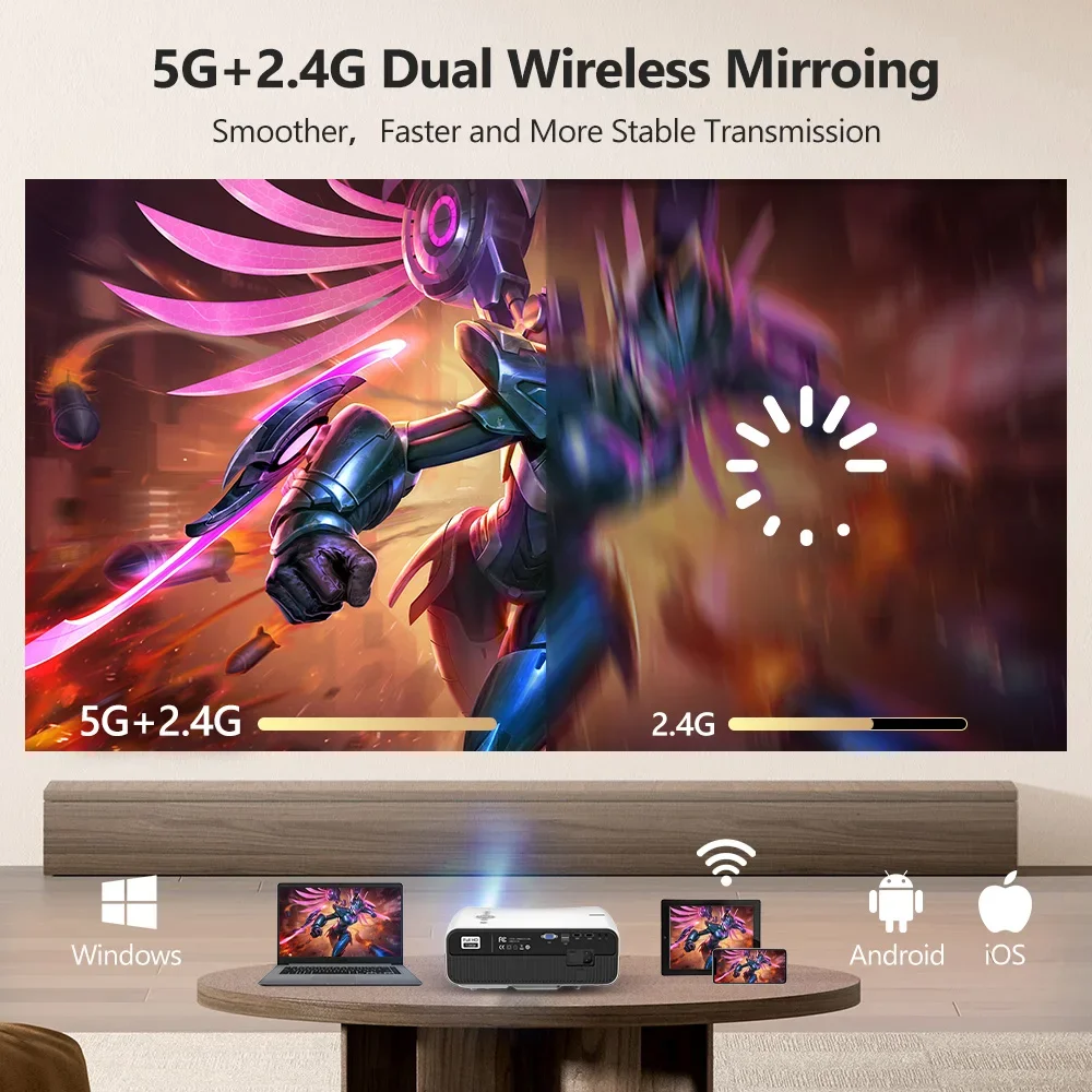 El más nuevo proyector 4K con licencia de Netflix Android 14, cine en casa, 5G, WiFi 6, proyector de vídeo portátil LaSEr, versión Google 1800 ANSI