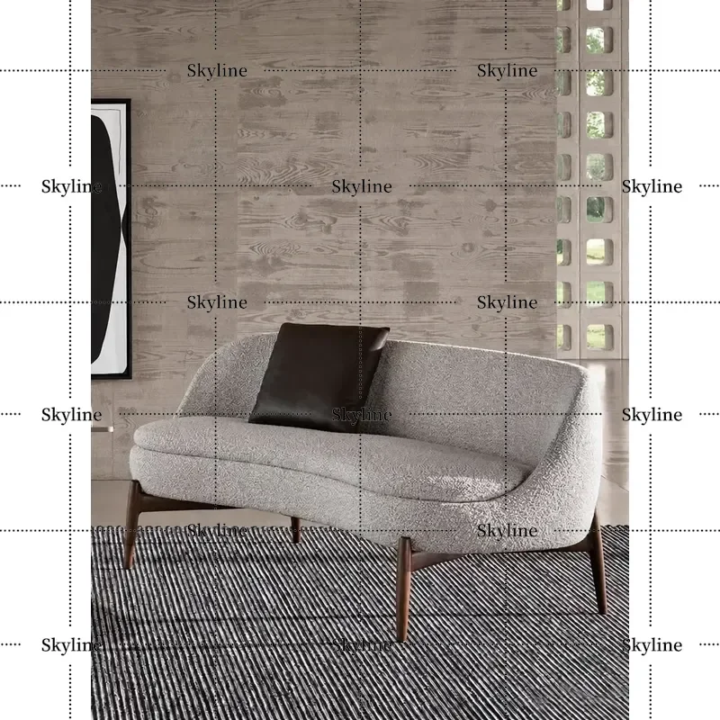 Modern Italian Solid Wood Single Sofa Chair Light Luxury Fabric Armchair for Living Room Hotel Bedroom Balcony