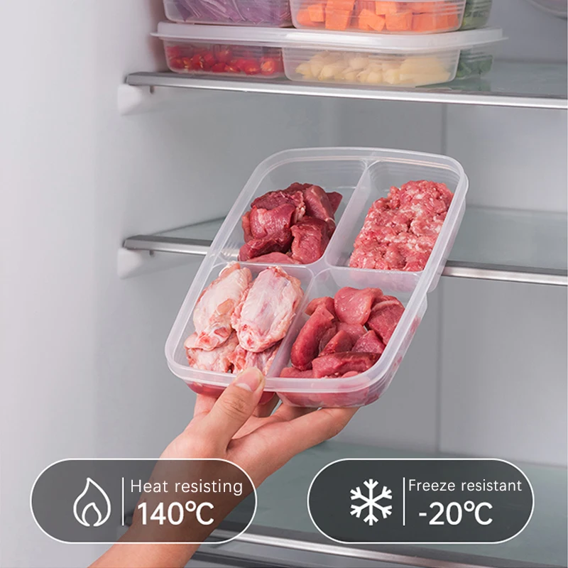 3/4 Grids Kitchen Refrigerator Storage Box Frozen Meat Band Lid Fresh-Keeping Box Onion Ginger Garlic Side Kitchen Storage Box