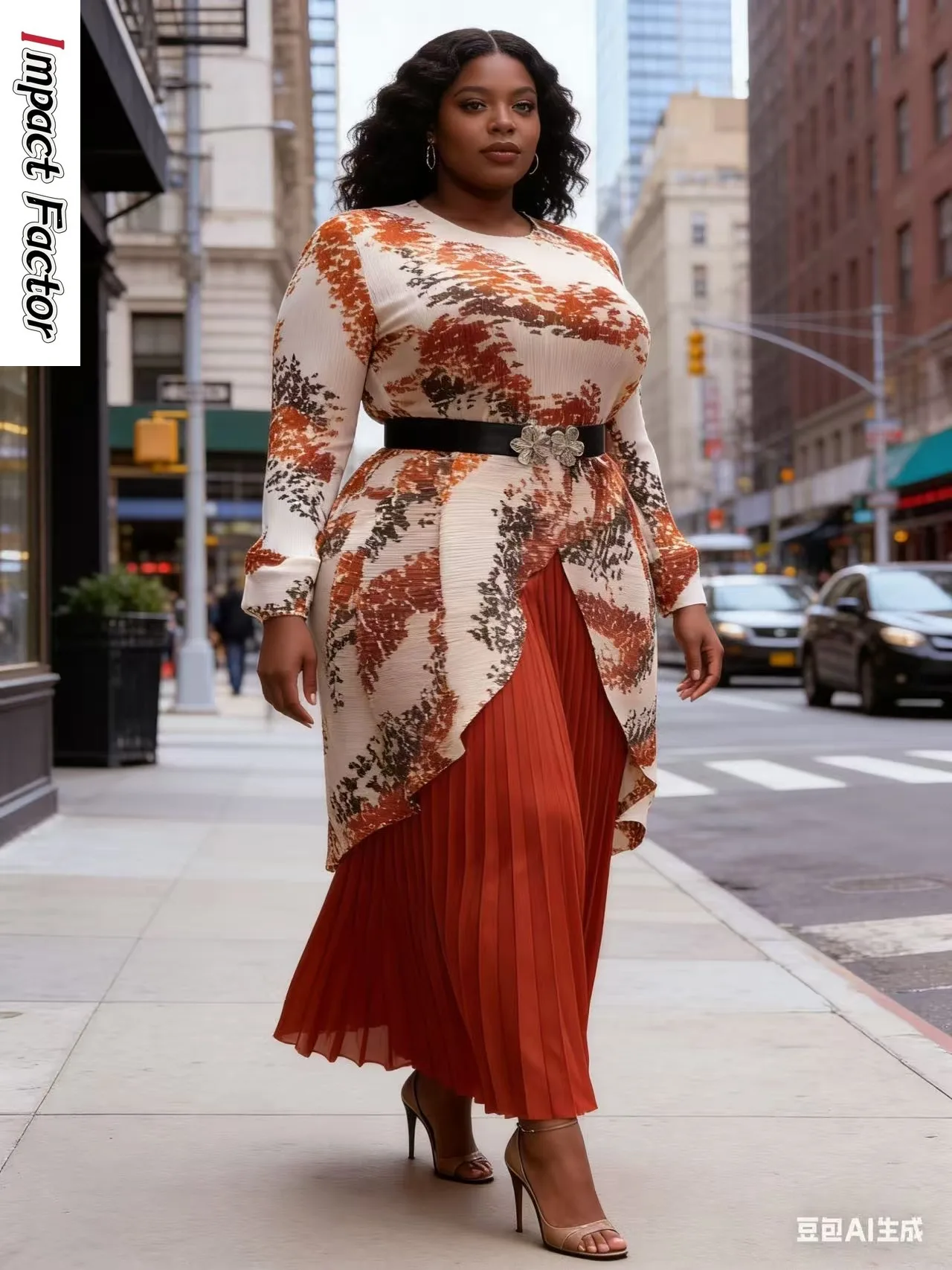 2025 Autumn New Miyake Pleated Printing Set Fashionable Loose Printed Top + Wide-leg Straight Pants Two-piece Set