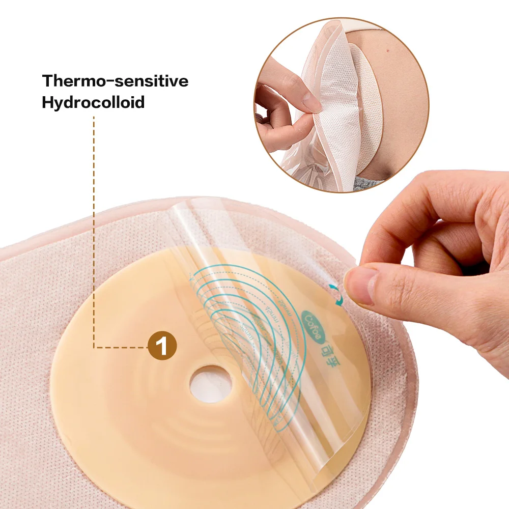 Cofoe 10/20/30/50PCS Ostomy Bags 450ml Drainable Reusable Colostomy Bag Double Adhesive Leakproof Ostomy Bag with Clip Closure