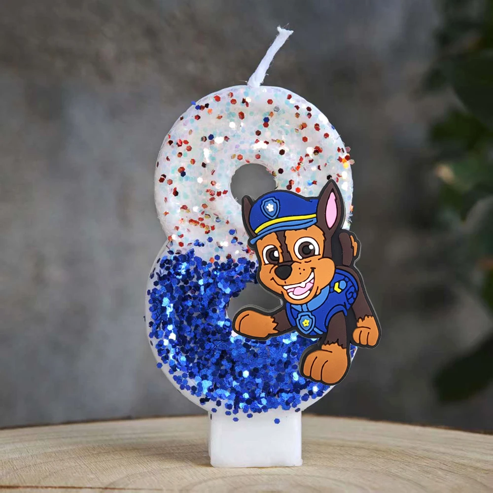 Paw Patrol Kaars 0-9 Nummer Kaars Paw Patrol Stripfiguur Party Cake Plug-in Verjaardagstaart Decoratie Kraamcadeau