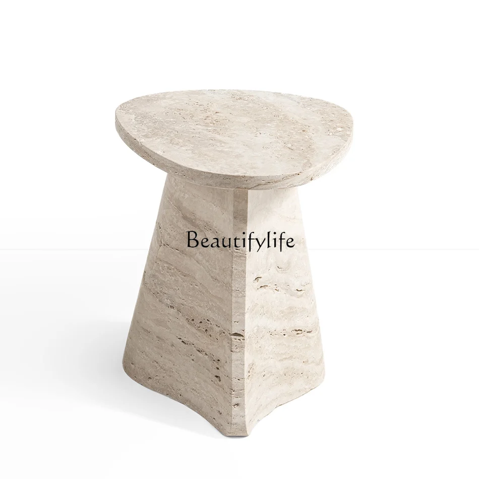 

jj Nordic minimalist creative special-shaped travertine side table luxury sofa corner table