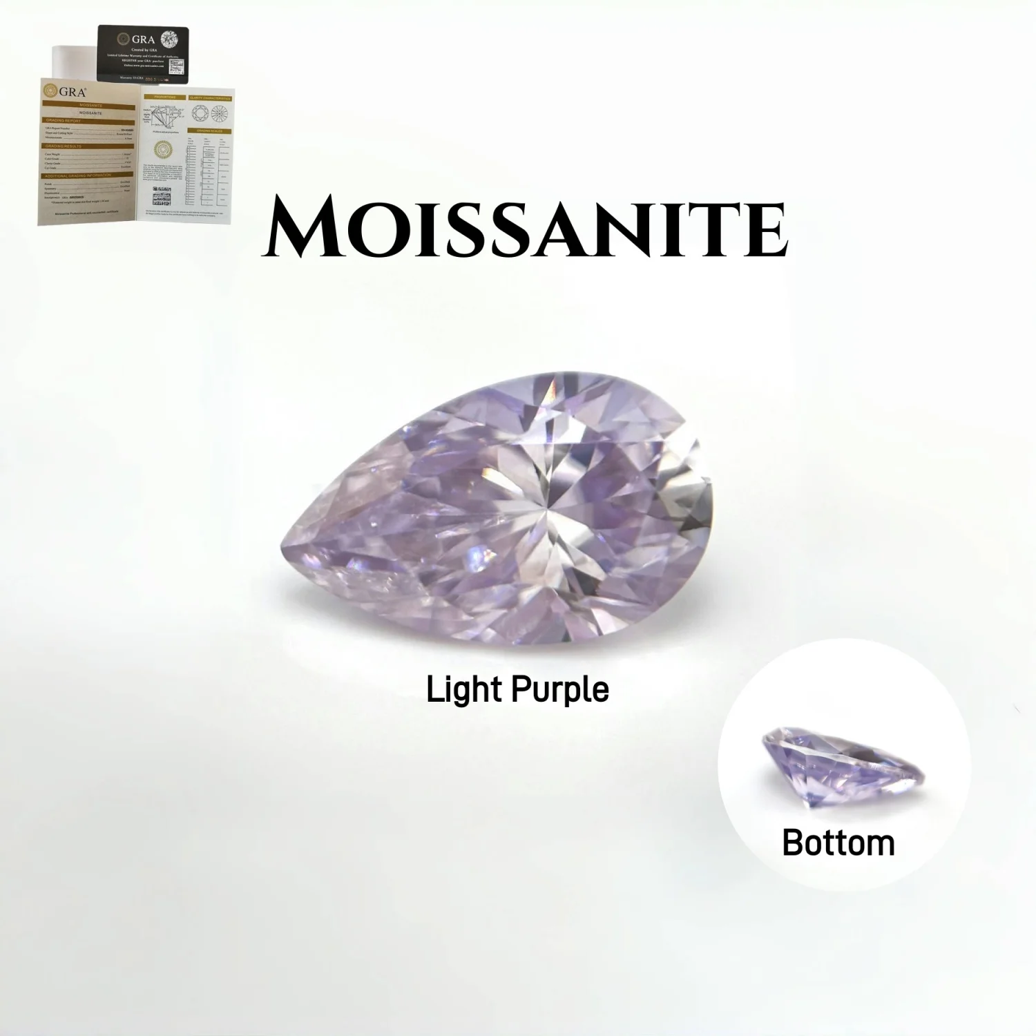 

Pear Moissanite Loose Stone Light Purple 0.35~5.0ct Lab Grown Gemstone For Jewelry Earrings Inlay Pass Test With GRA Certificate