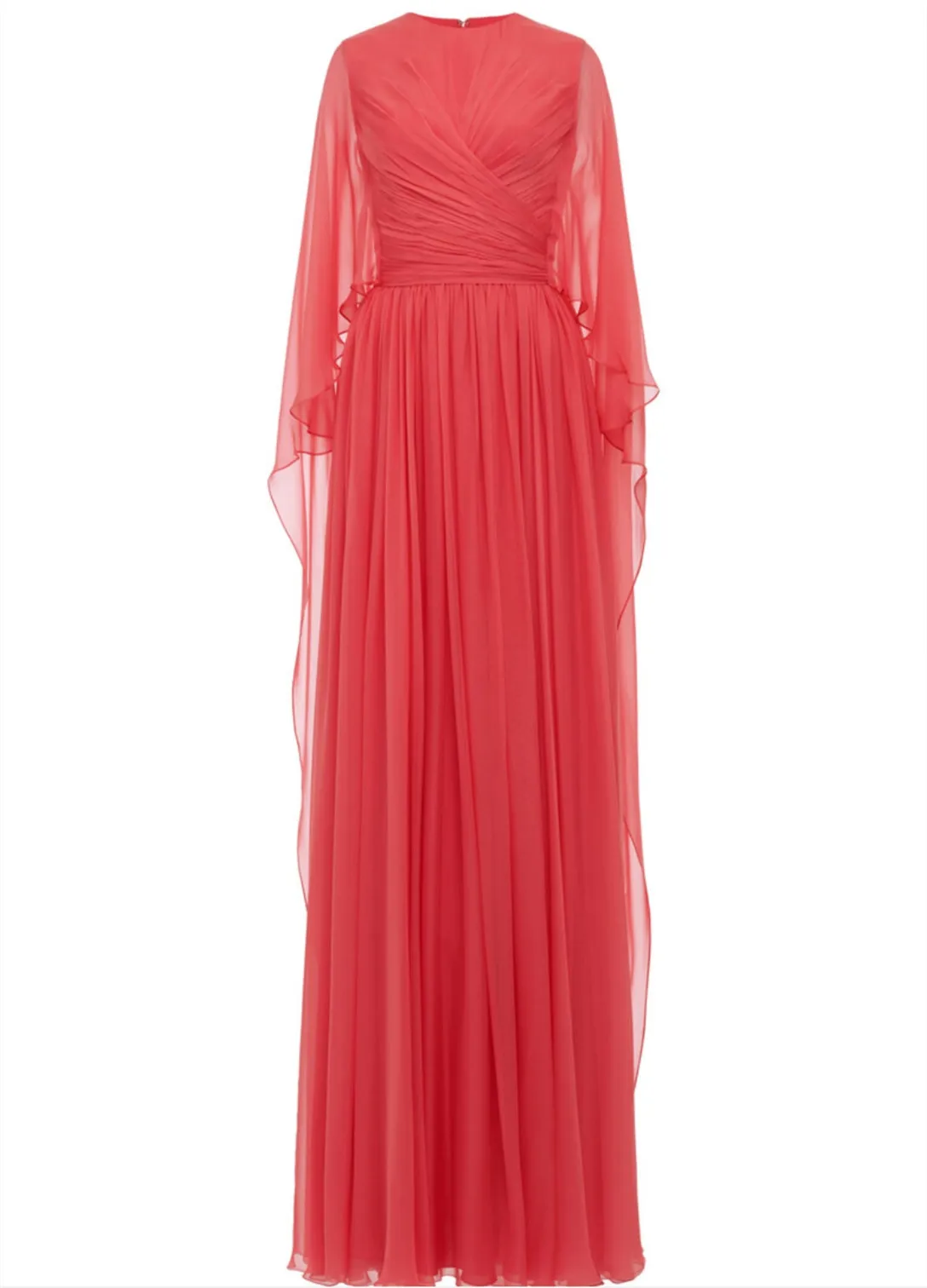 Op maat gemaakte lange avondjurken met O-hals en cape A-lijn chiffon O-hals geplooid فسات Bravo Mohamed vloerlengte galajurk voor dames