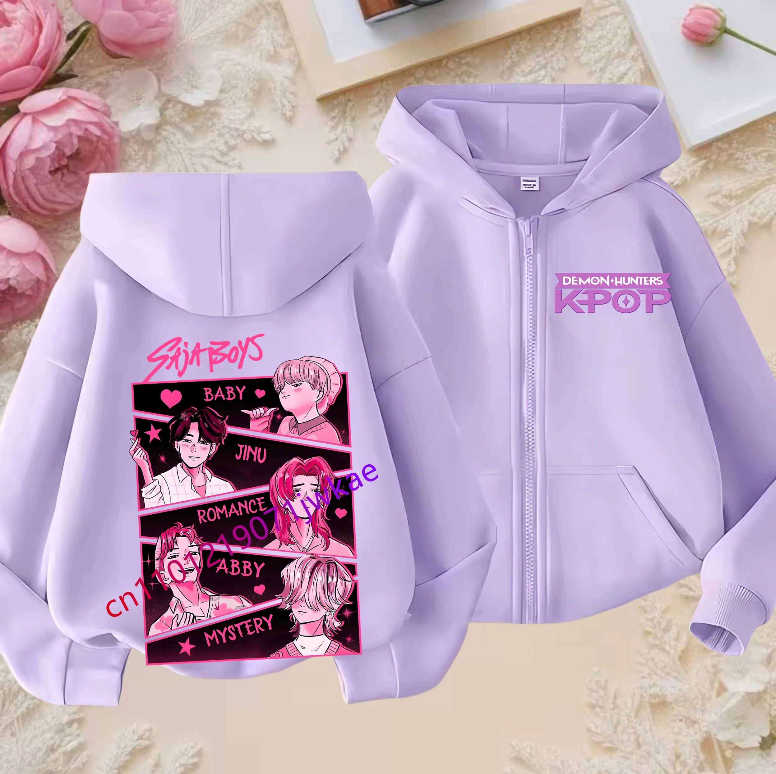 طفل فتاة صبي البلوز سستة الأرجواني هودي الطفل بلايز عادية مضحك زمم بلوزات Kpop شيطان الصيادين هوديي ملابس الأطفال