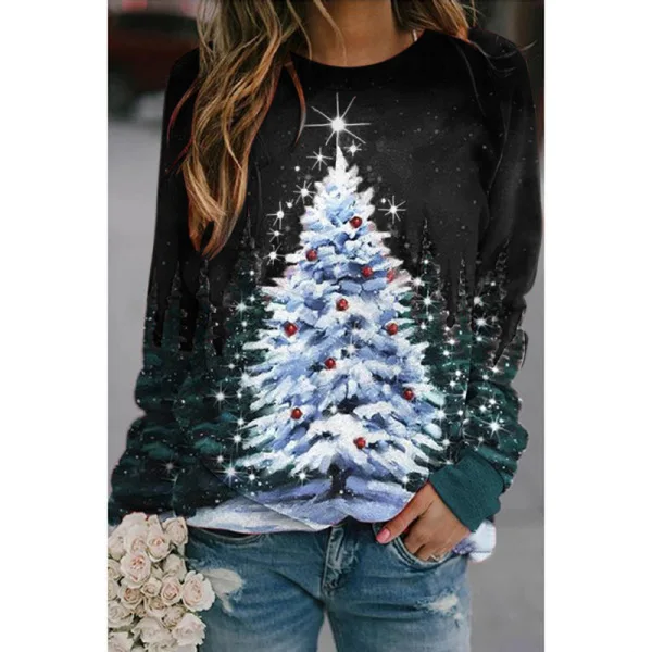 Pull à col rond bonhomme de neige arbre de Noël pour femme, t-shirts à manches longues pour femme, sweat-shirt pour femme, sweats à capuche cadeaux, automne, hiver