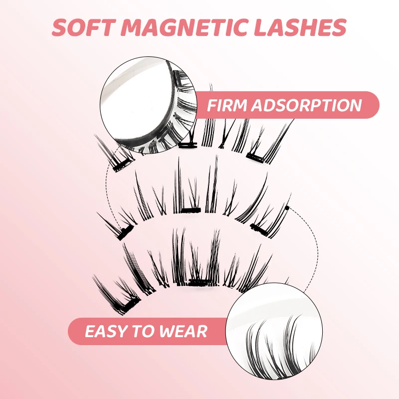 Künstliche Nerzwimpern 3D Magnetische Natürliche Falsche Wimpern Großhandels-Set Wiederverwendbare Magnetwimpern mit Pinzette – Detail 2