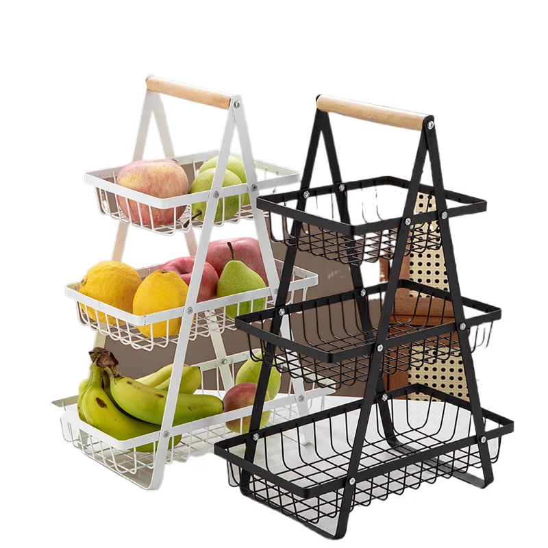 

Cross-border multi-layer fruit basket Kitchen three layers of empty mesh portable storage basket living room dry fruit snacks st