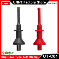UNI-T UT-C01 Hook Type Test Clamp Whorl Pattem Safety Handle Alligator Clip Multimeter Accessories 62mm Probe Length