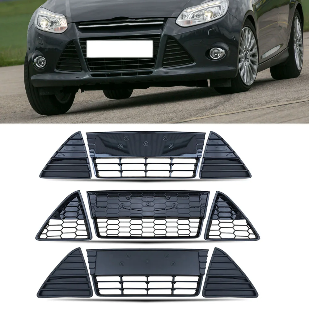 

Car Front Bumper Lower Grille Racing Grille Grills Honeycomb Glossy Matte Black Mesh For Ford Focus 2012 2013 2014