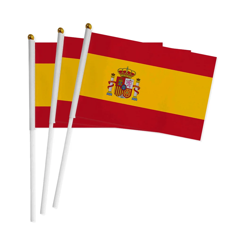 Spain Spanish Hand Flag 14*21cm Spain National Flag Small Hand Held Waving Flag Indoor Outdoor Home Decor