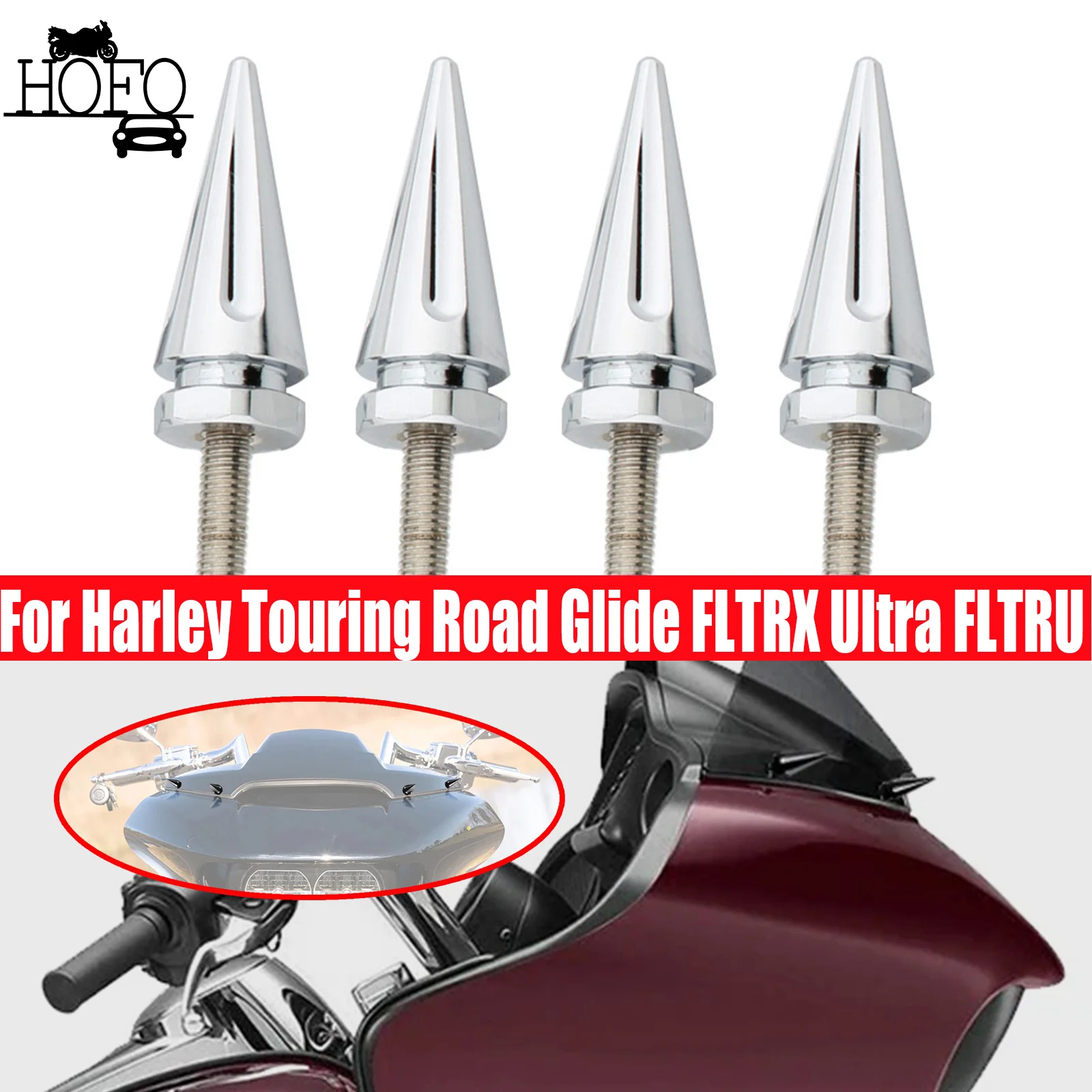 

For Harley Touring Road Glide FLTRX Ultra FLTRU Special FLTRXS 1998-2025 Windshield Spike Bolts Motorcycle Aluminum