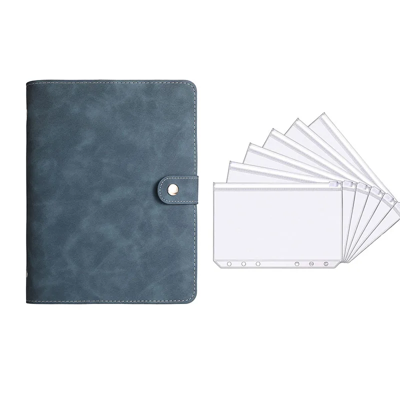 

A7 Soft PU DIY Binder Photocards Collect Book Diary Agenda Planner Bullet Cover Album Stationery＋ 6 Zipper Pockets