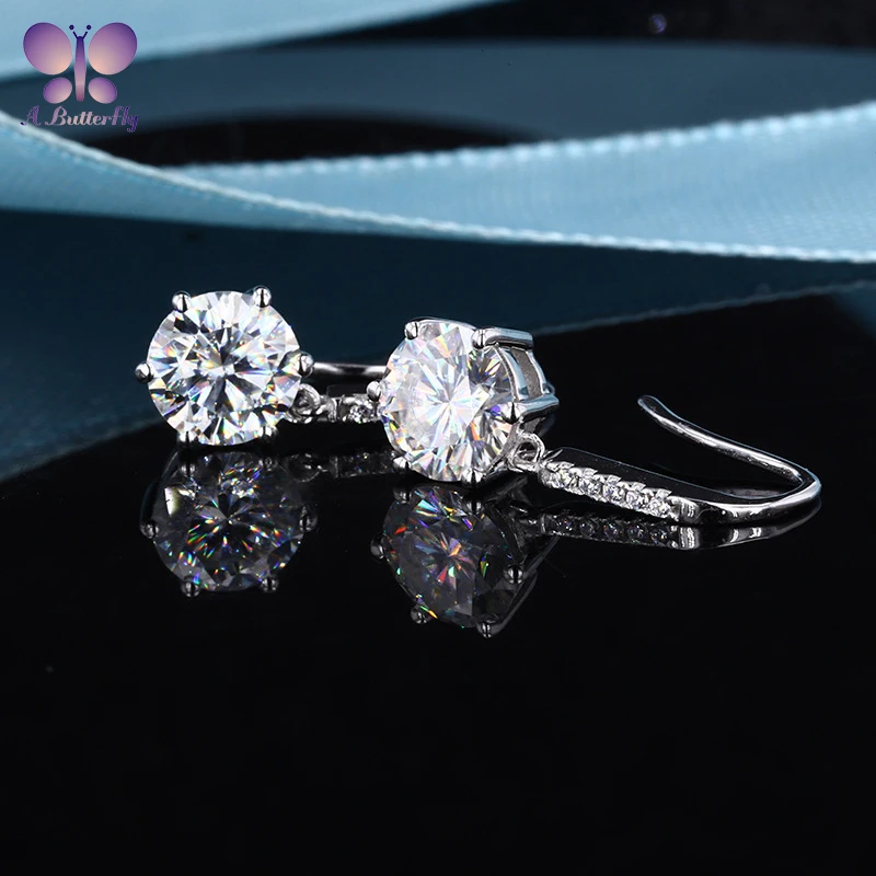 

AButterfly 100% 925 Sterling Silver D Color Moissanite Earrings 0.5-1.0 Ct Wedding Fine Jewelry Women Gift Wholesale