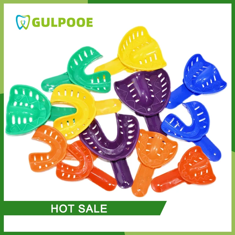 GULPOOE Dental Impression Trays Autoclavable For Adult And Children Plastic Teeth Holder 12 Pcs/Set Dentistry Accessories Tools