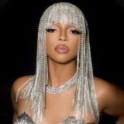 2024 Trend Hip Hop Punk Personality Exaggeration Hairbandr Multi Layer Long Tassels Rhinestone Headwear And Hair accessories