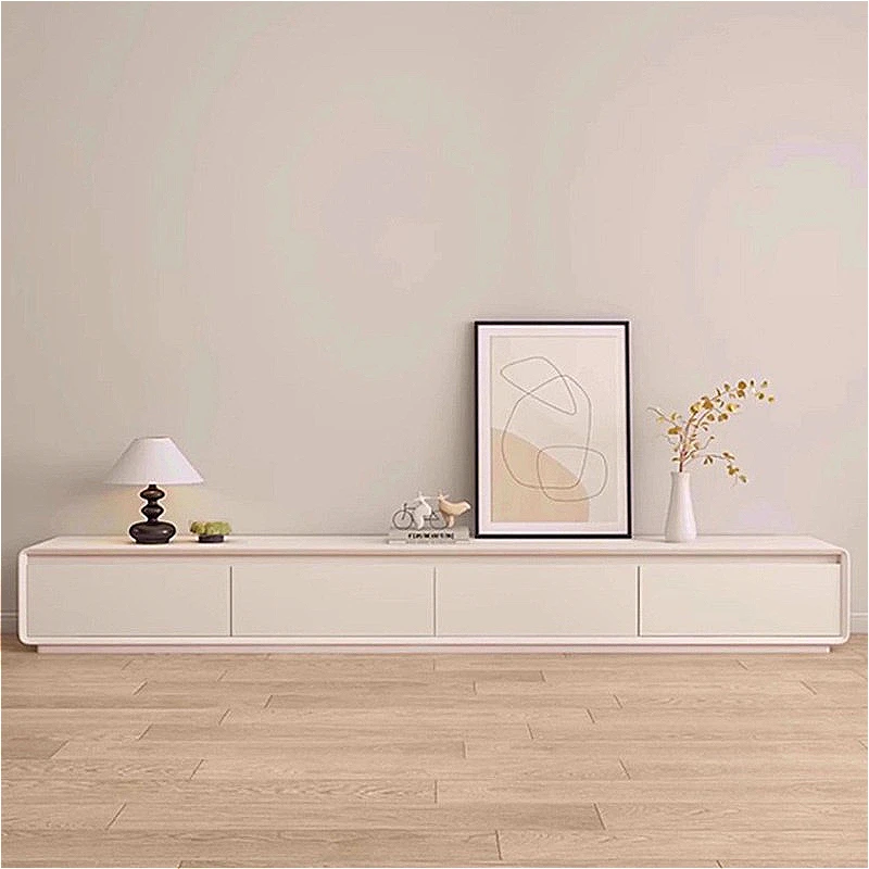 

​​Nordic Solid Wood TV Stand Table Cream Style Modern Minimalist Floor-Standing Rounded Corners Living Room Furniture FYTS​​