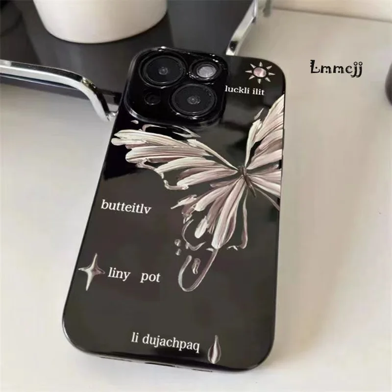 

Lmmcjj INS Butterfly Phone Case For iPhone 13 11 12 Mini 14 Plus 15 Pro Max X XS 7 8 XR Se 2020 Silicone Phone Cover iPhone Case