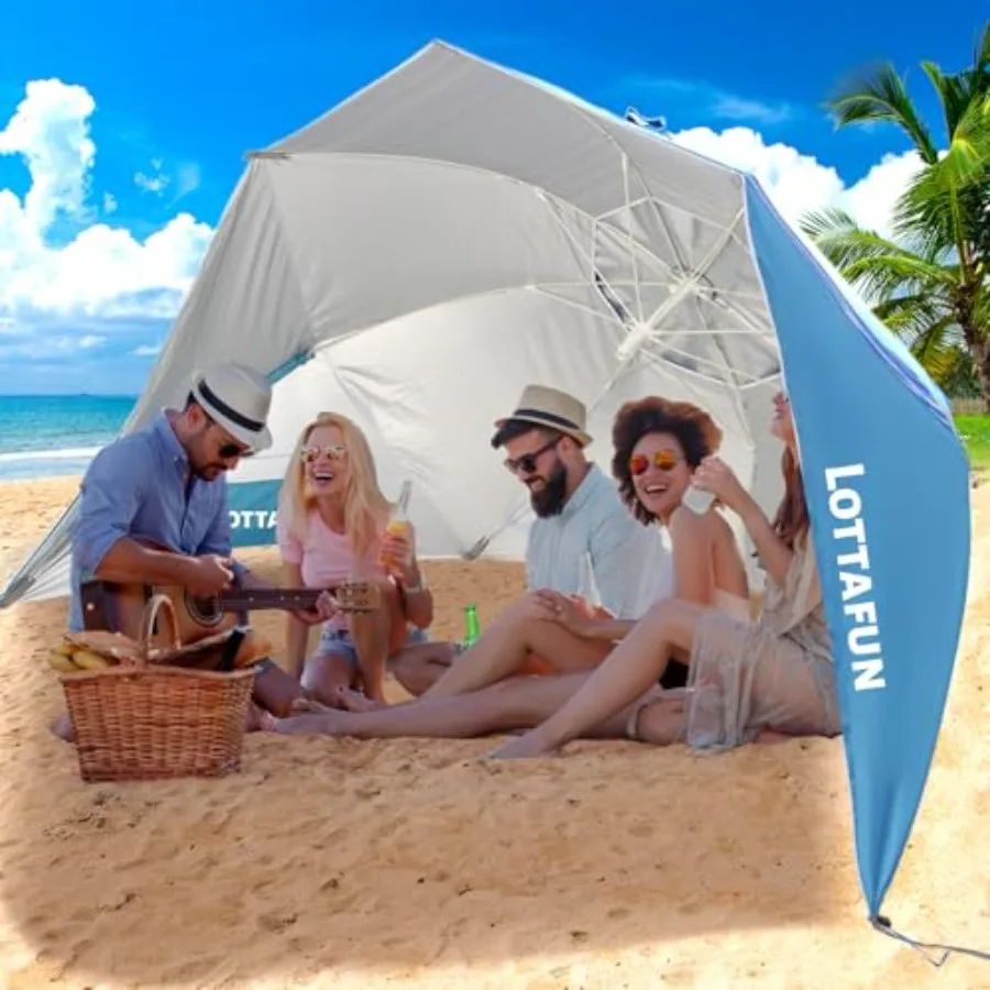 

Пляжный зонт-шатер Premiere UPF 50+ для защиты от солнца и дождя, для взрослых, 10 футов, синяя полоска