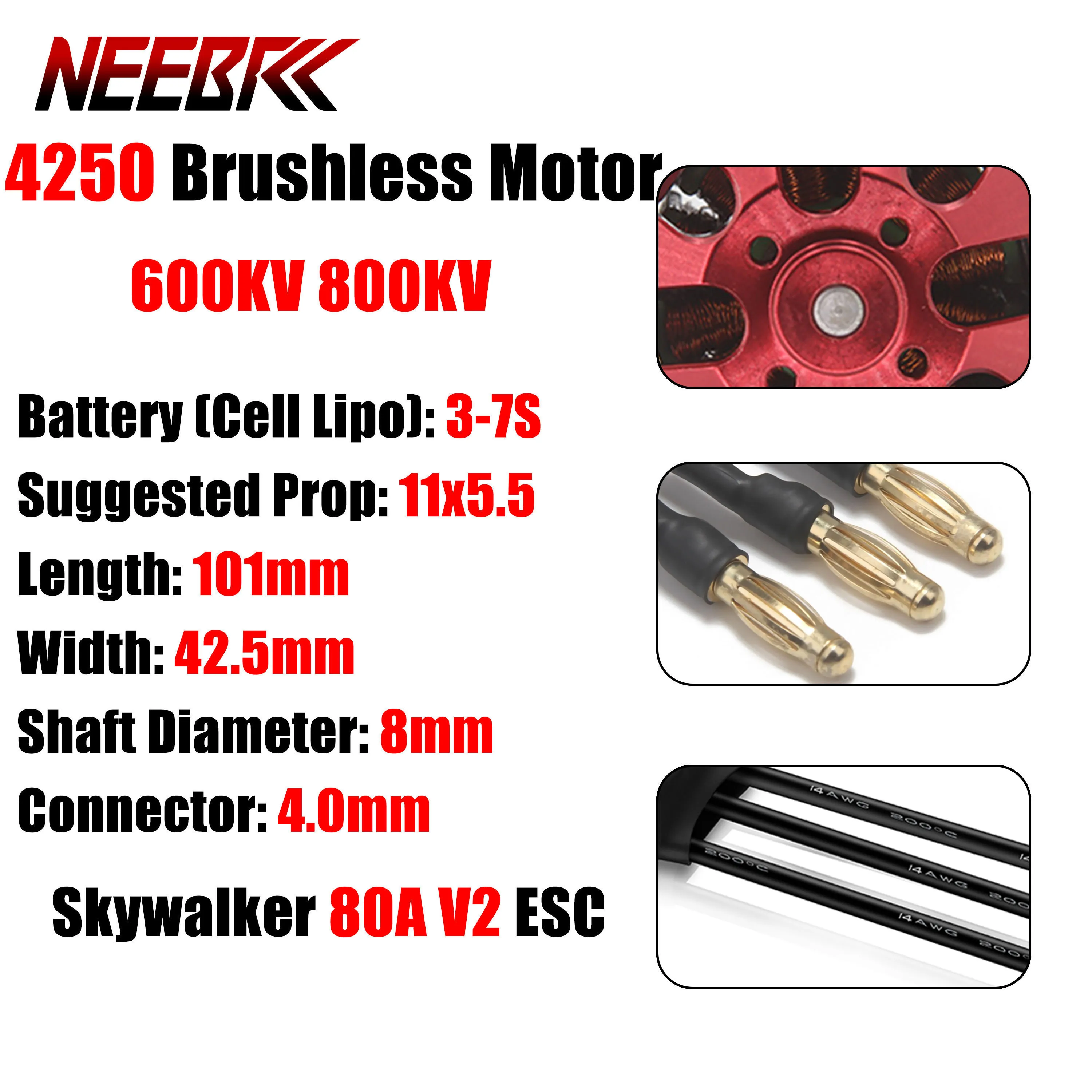 

4250 600KV 800KV Brushless Motor 3-7S w 80A V2 ESC Speed Controller for RC FPV Fixed-Wing Racing Drone Aircraft Multicopter Part