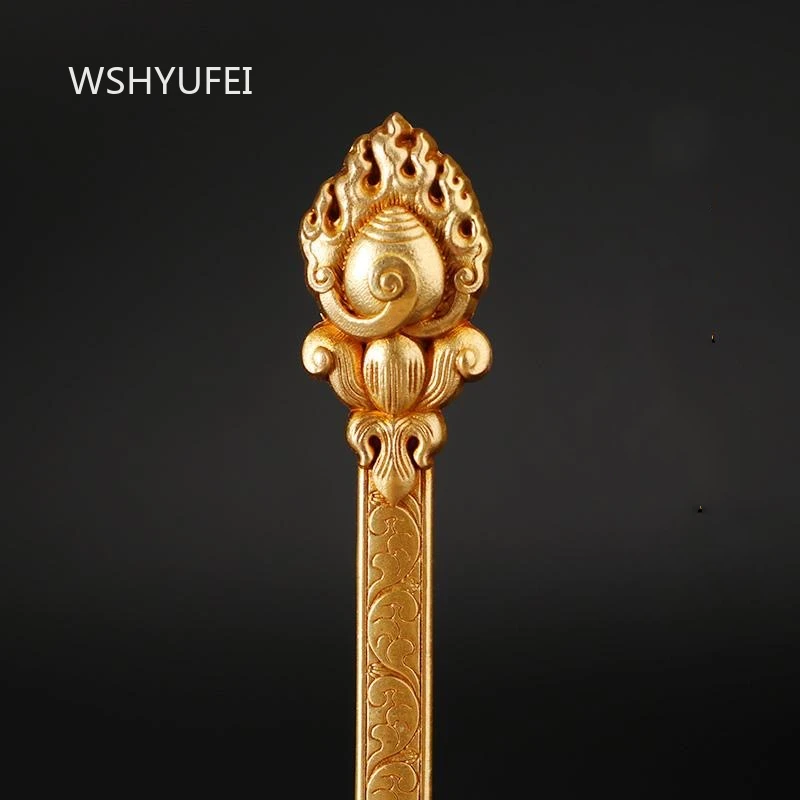 الذهب البوذية ملعقة مطعمة جوهرة سبيكة الحرف اليدوية البوذية التبتية كوزع البخور الدخان ملعقة المنزل هدية جمع ديكور