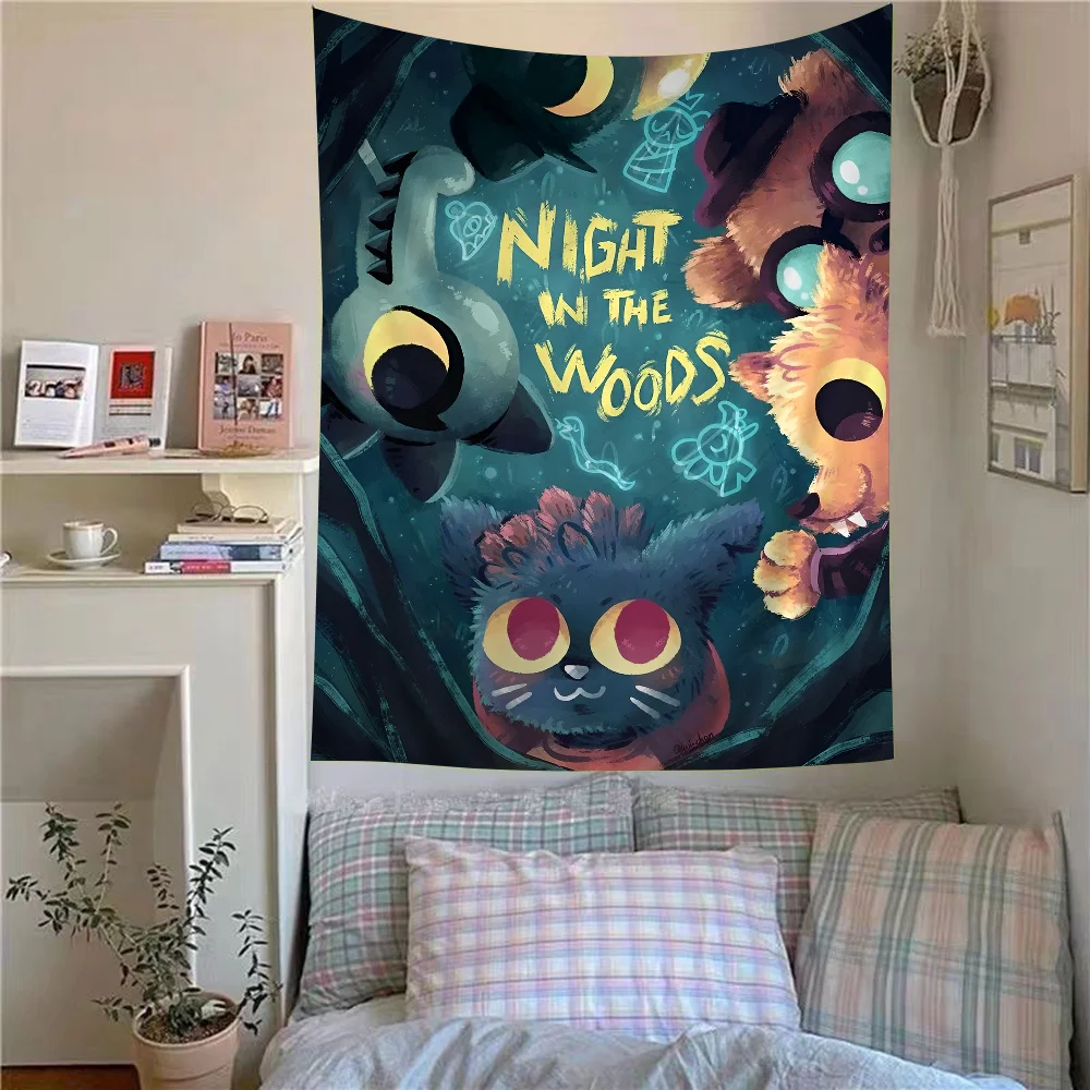 Nacht im Wald klassische Anime gedruckt große Wandteppich hängen Tarot Hippie Wandteppiche Wohnheim billig Hippie Wandbehang