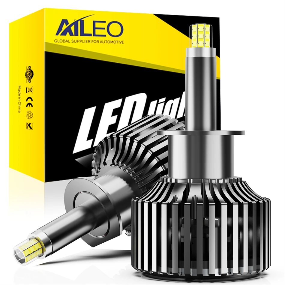 AILEO 2Pcs H1 LED 360 25000LM 200W Lights Headlights Canbus Mini Automoble Headlamp Bulbs Conversion Fog Lamps Turbo Car 12V