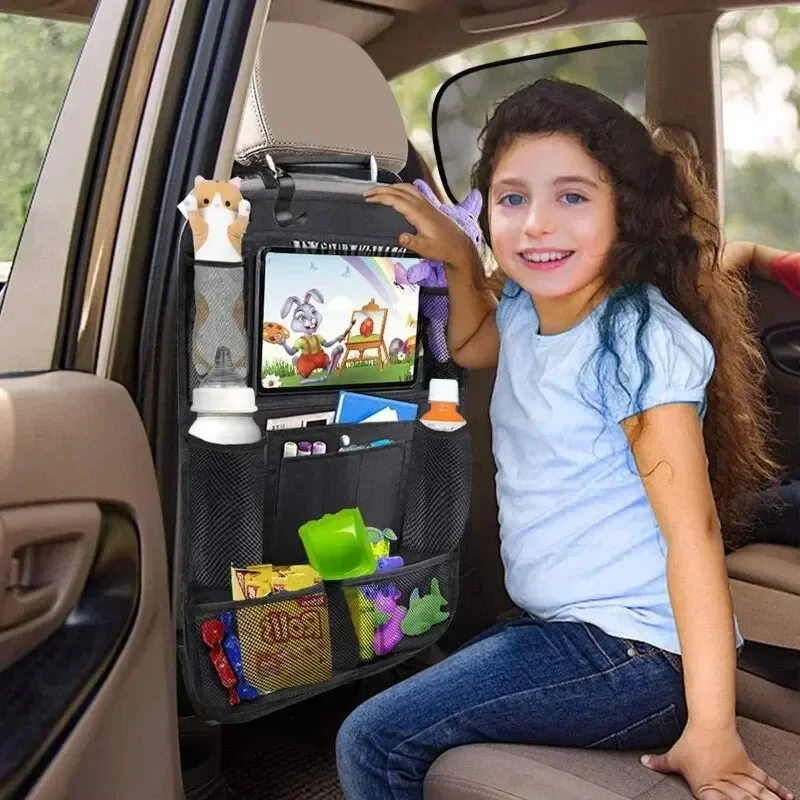 Car Seat Back Organizer dirt resistant Oxford Multi-Pocket Storage Bag with Tablet Holder Protector for Kids SUV Car Accessories image 3