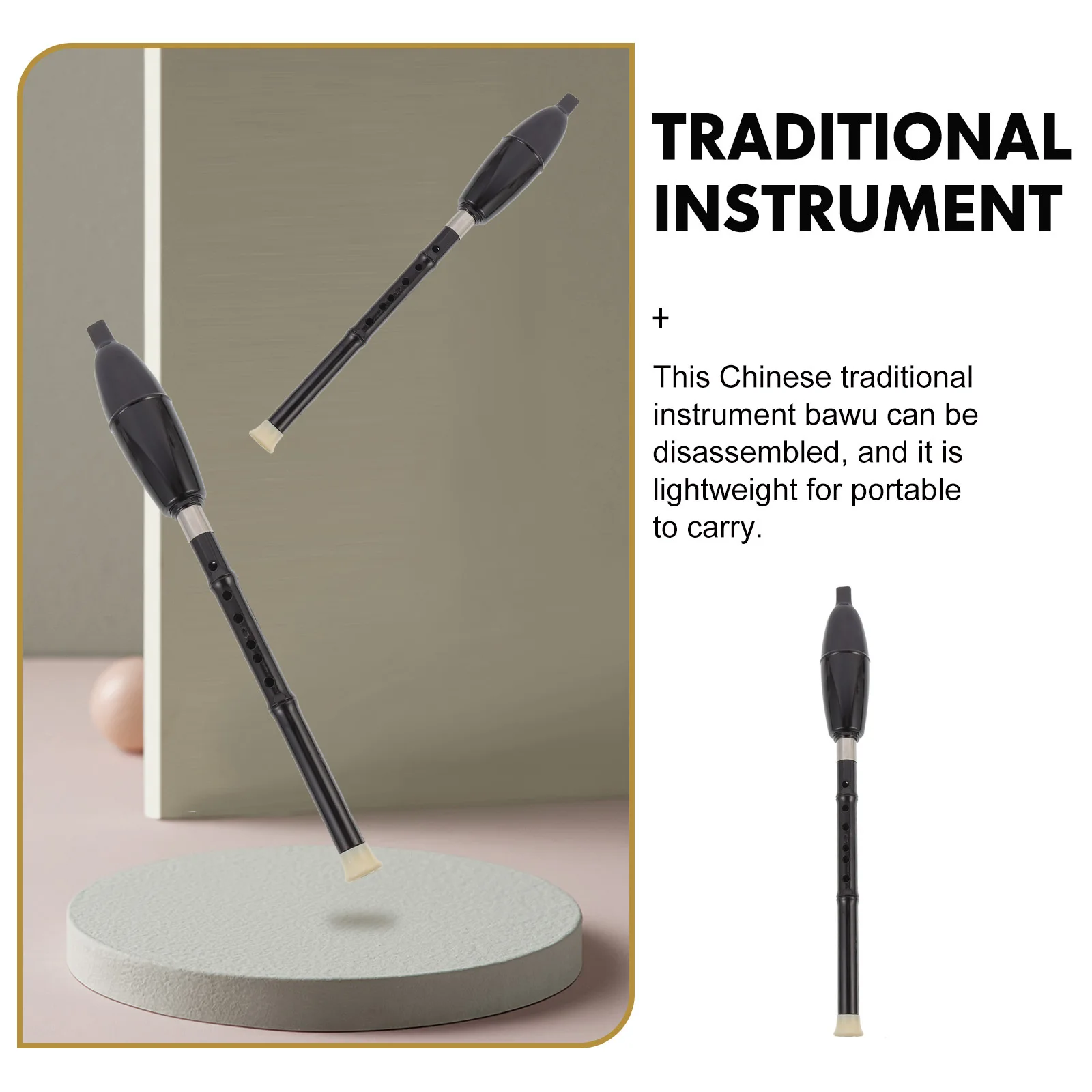 

1Set Traditional Vertical Bawu Resin Woodwind Instrument Chinese Wind Music Set Portable Lightweight Disassembled Storage Bag