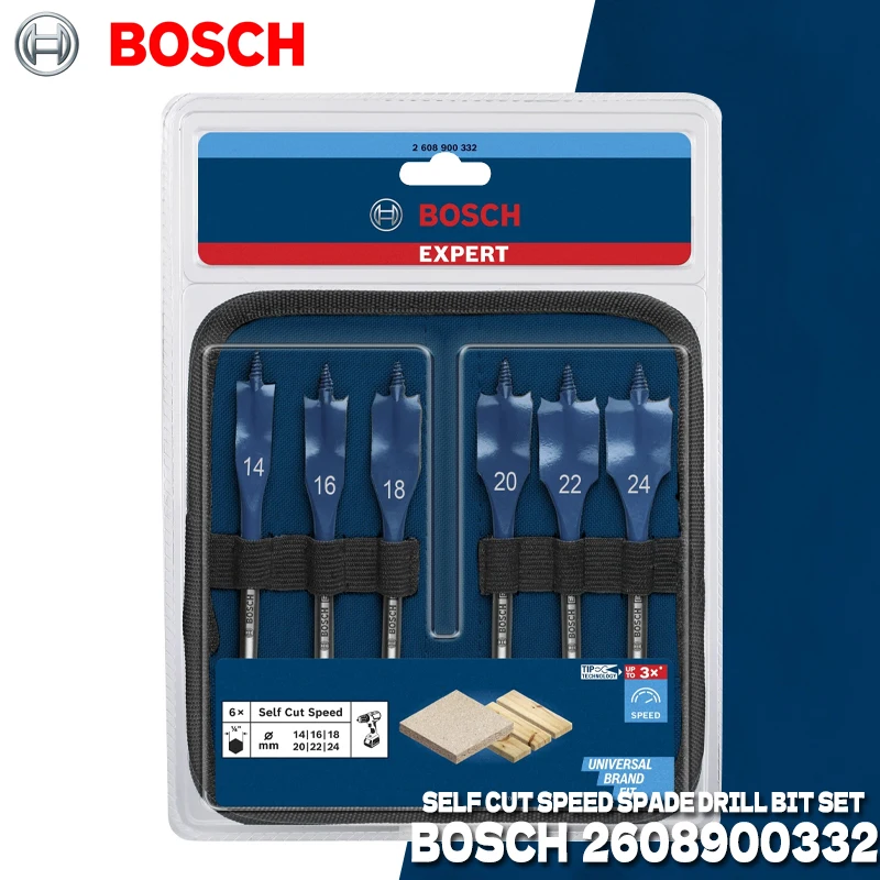 بوش 2608900332 مجموعة رؤوس مثقاب ذاتية القطع مكونة من 6 قطع لحفر التأثير وحفر عالي السرعة في ملحقات أدوات الطاقة الخشبية #1