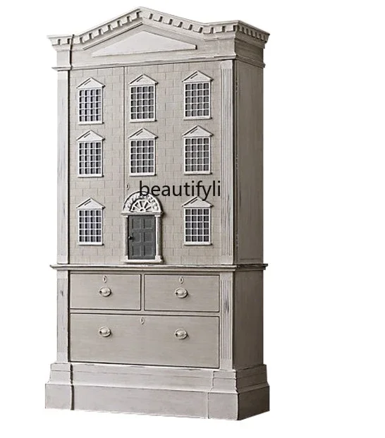 xxxFrench American Style Solid Wood Bookcase Living Room Modern Locker Retro Simple Bedroom Wardrobe