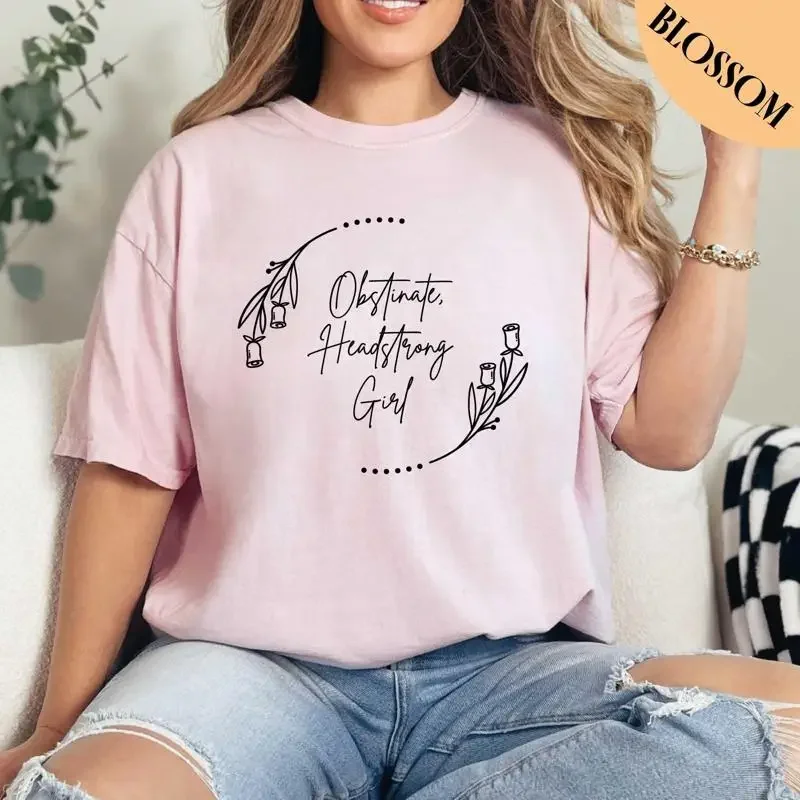 تي شيرت للفتيات من Obstinate Headstrong فتاة قوية نسوية جين أوستن ألوان مريحة لنسائها #1
