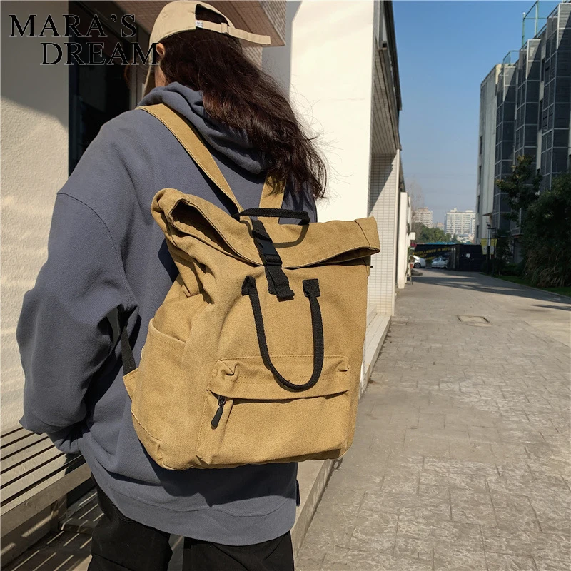 Mara\'s Dream Washed Canvas Bag Women Large Capacity Backpack Schoolbag Leisure Travel Backpack Unisex Couple Students School Bag