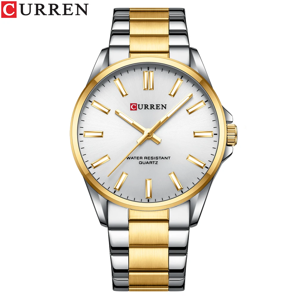 CURREN Klassische Modemarkenuhren für Herren, Business-Quarz-Armbanduhren mit leuchtenden Zeigern und Edelstahlarmband 7