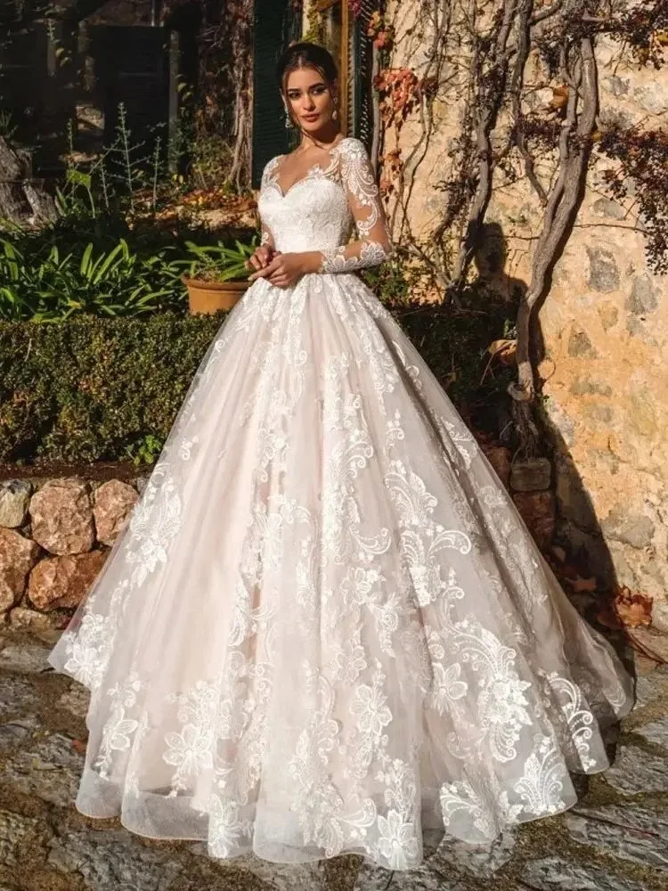 2024 Luxury A Line Sweetheart Wedding Dresses Long Sleeve Bridal GownHigh Quality Custom Women Clothing Vestido De Novias