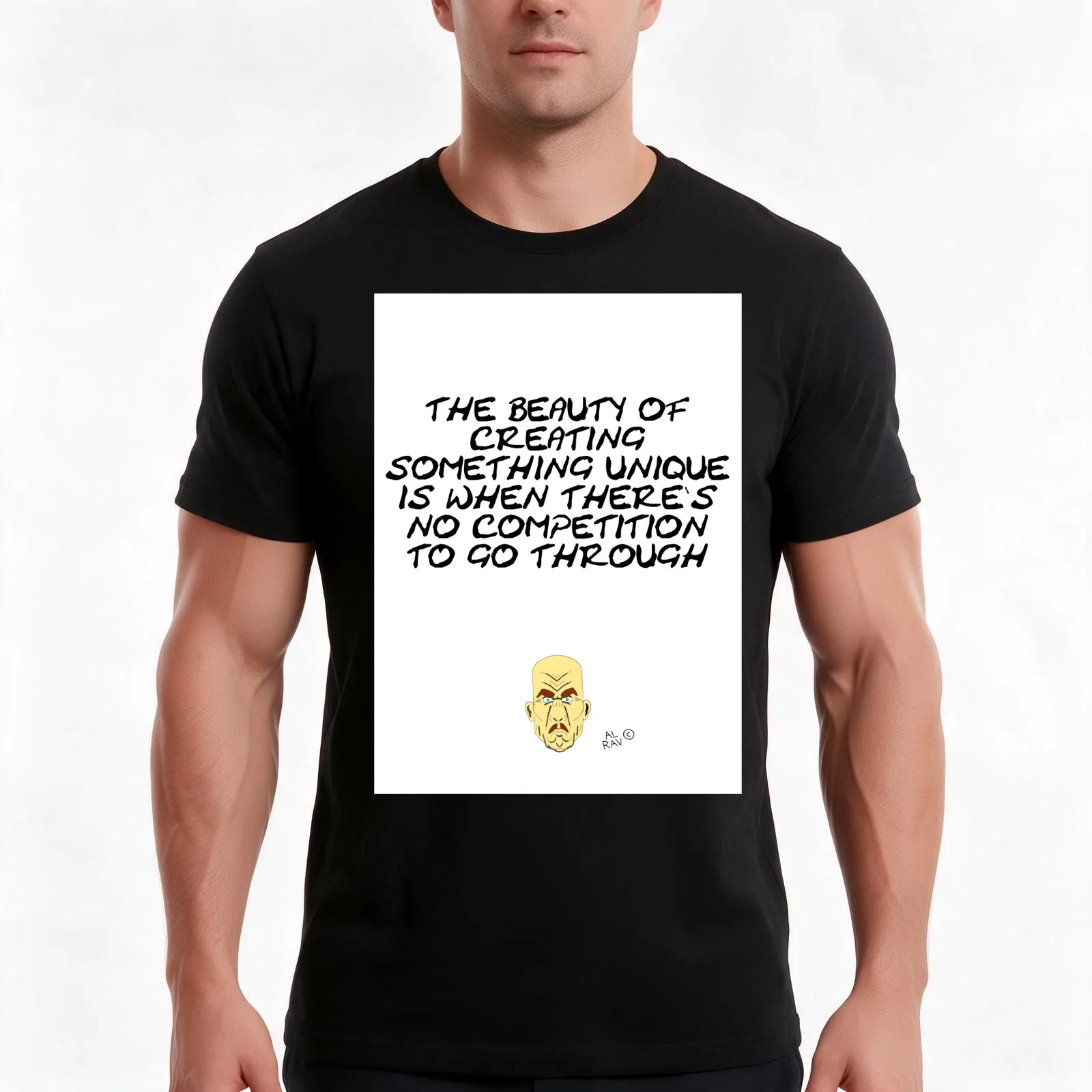 Mr. Frustrated Mustached: inspiring quote 48B (English) T-Shirt, Summer Casual Cotton Tee, Oversized Streetwear Tops