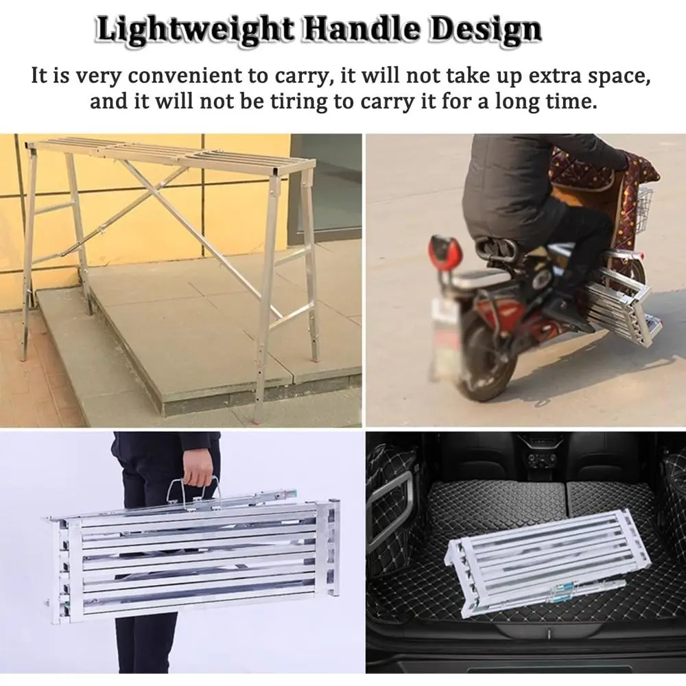 Adjustable 5-Gear Folding Ladder - Multi-Height Workbench for Home, Vehicle Cleaning, and Maintenance