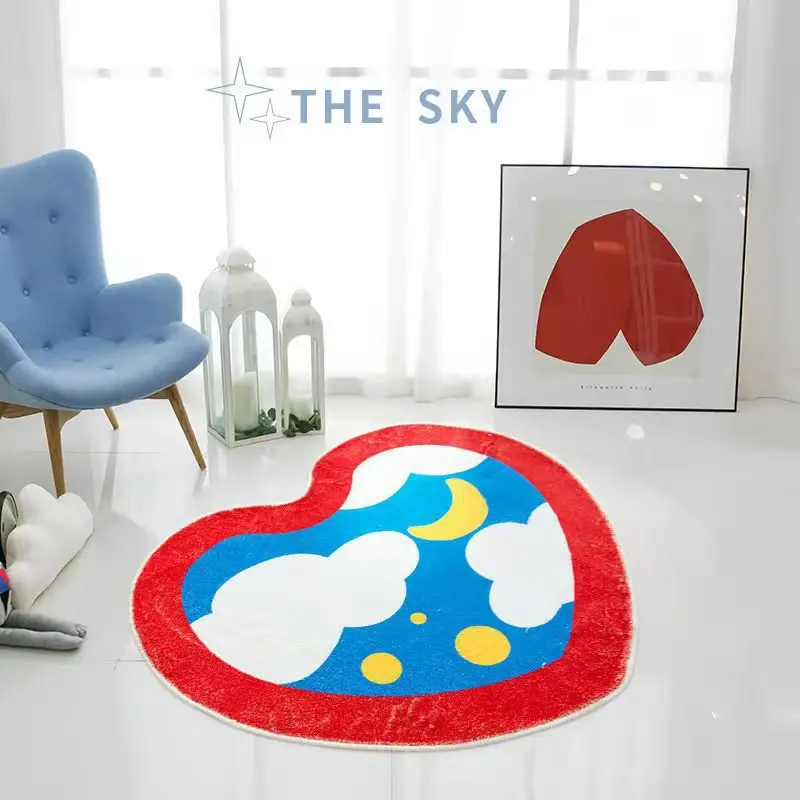 Heart-shaped Carpet Room Floor Mat Bedroom Girl Dresser Chair Cloakroom Bedside Blanket Living Room Children's Carpet POD