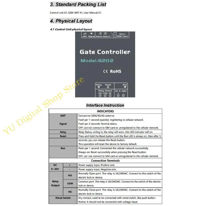 96BA 2G Door Opener Call Door Access Control for Garage Door Shutter Lights Lock